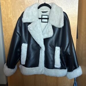 Abercrombie & Fitch Shearling Lined Leather Jacket